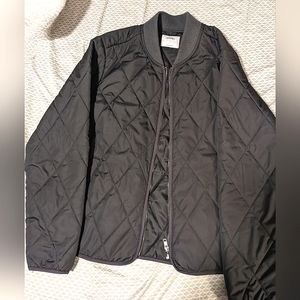 Diamond-Quilted Bomber Jacket